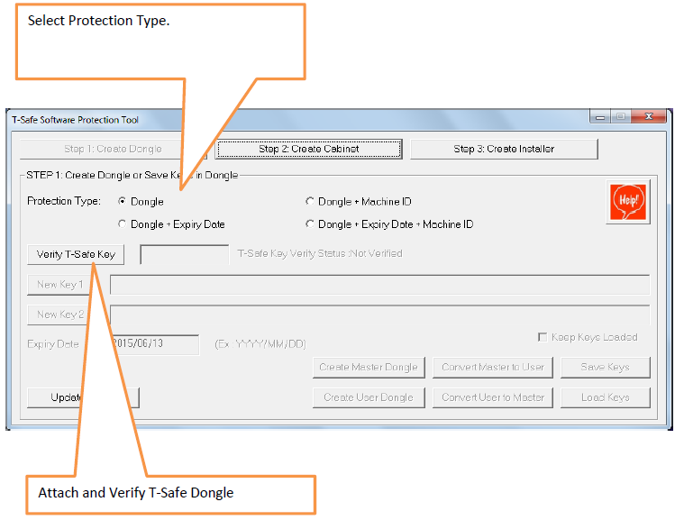 Select Protection type and verify T-Safe Key