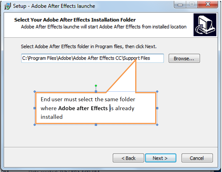 Install in the same folder where Adobe After Effects is already installed